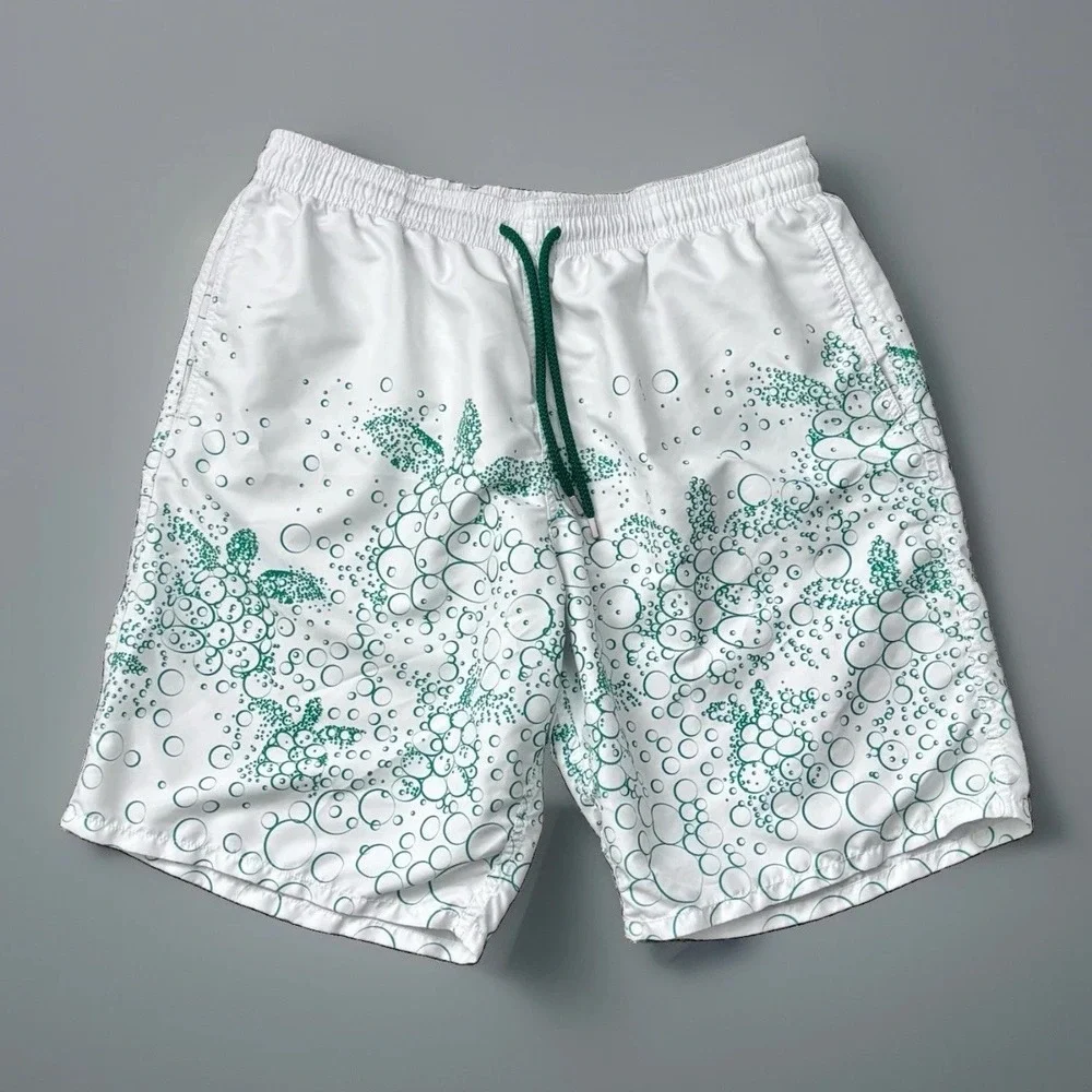 Vilebrequin Men's Swim Trunks 3XL White Green Sea Turtle Luxury Bulgaria 0686